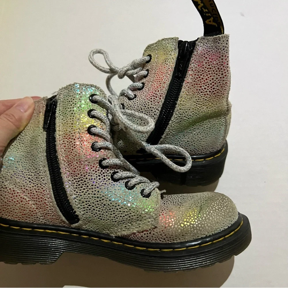Dr Martens 1460 Pascal J Rainbow Glitter combat style Boots Youth size 12